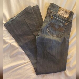 Rerock For Express Los Angeles Distressed Flare Jeans, Sz 4/27 x 31" Inseam